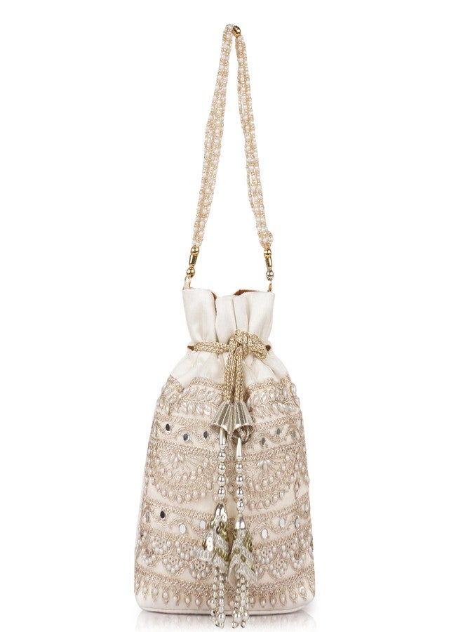 PLANX Velvet SilK Stylish Embroidery Unique Design Traditional Wedding Handheld Potli Bag For Women - Image 1